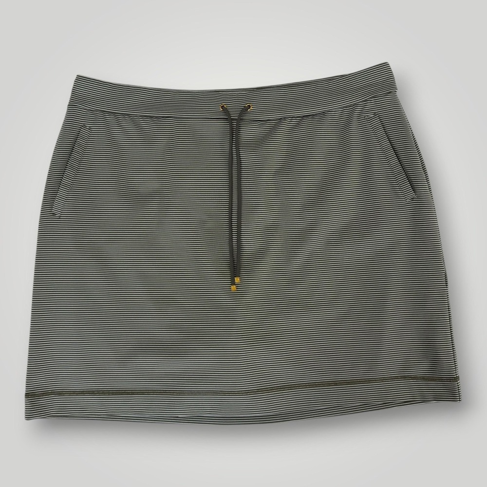 Chico's Zenergy Skort Womens XL 16/18‎ Green Stripe Tennis Golf Built-In Shorts